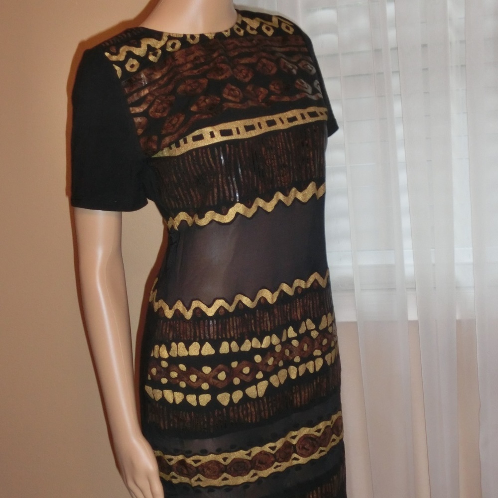 Black & Gold Swimsuit Coverup Dress